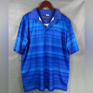 Callaway Opti Dri 2 Tone Blue V Mens XL Short Sleeve Golf